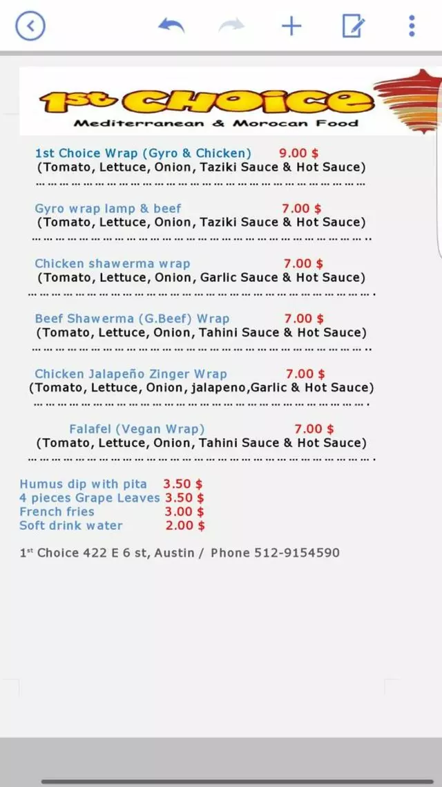 1st Choice Mediterranean & Moroccan Food