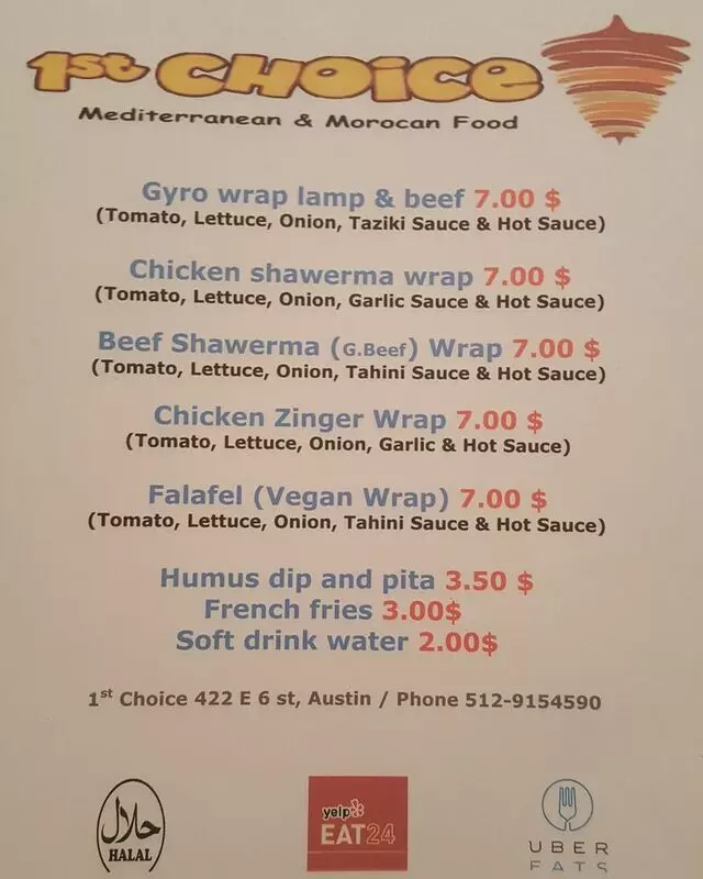 1st Choice Mediterranean & Moroccan Food
